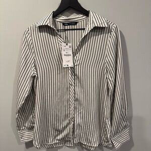 Zara Black and White Striped Blouse